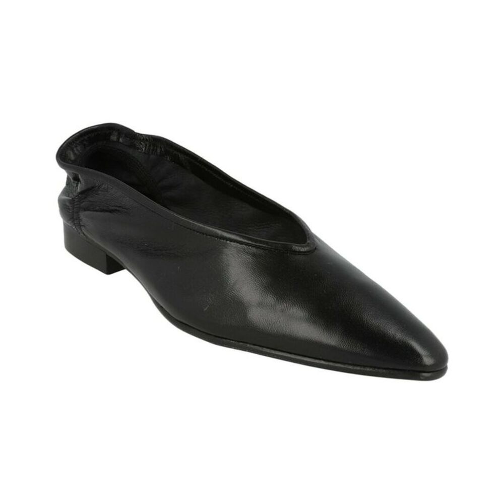 By Far Carre Leather Flat, Black